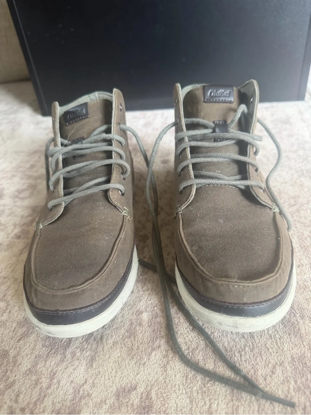 OluKai Men's Chukka Boots in Brown and White Sole